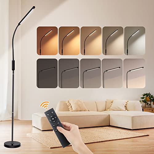 Stehlampe Wohnzimmer Stehlampe Dimmbar,25 Modi LED Stehlampe Wohnzimmer Dimmbar,1000 Lumen Leselampe Stehlampe LED Stehlampe Schwarz,Fernbedienung/Timer Floor Lamp,Stehleuchte Wohnzimmer Standleuchte