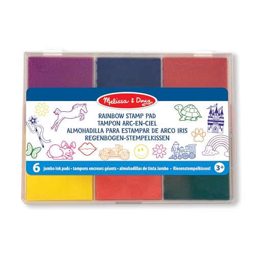 Melissa & Doug Regenbogen-Stempelkissen - auswaschbare Tinte zur Verwendung mit Holzstempel Sets, 6 Farben, zur kreativen Beschäftigung für Kinder ab 4 Jahren