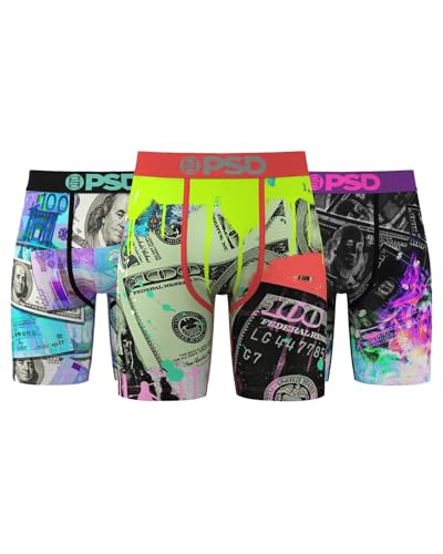 PSD Herren-Boxershorts – Money Hype 3er-Pack, 17,8 cm Innennaht, feuchtigkeitsableitend, Boxershorts für Herren