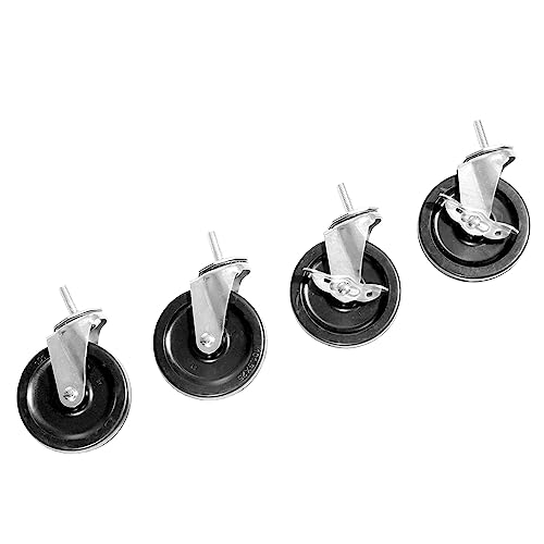 Seville Classics Schwerlast-Rollen mit Einfädler, drehbar, feststellbar, für Büro, Küche, Garage, Lager, Stahl, 10,2 cm Durchmesser, Regalrad, 4 Stück