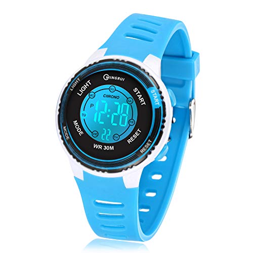 Juboos Kinder Digitaluhren,7 Farben LED-Licht Kinder Sport Armbanduhr Jungen Wasserdicht Kinderuhr mit Alarm Stoppuhr,Kinderuhren Outdoor Armbanduhr für Jungen Mädchen 5-18