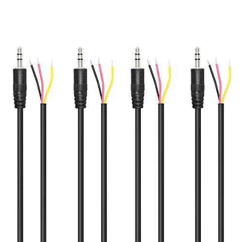 RIIEYOCA Ersatz-3,5-mm-Stecker auf blankes Kabel, offenes Ende, 1/8 Zoll TRS, 3-poliges Stereo-Audiokabel für installierte Audiogeräte oder Reparatur von Kopfhörer-Mikrofonkabeln, 1 m (4 Stück)