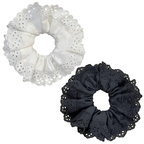 ZAMXHUG 2pcs Haargummi De Elastische Und Weiche Für Damen, Haargummis Scrunchies für Damen, Große Elastische Haarbänder Spitze Geeignet Für Frauen Dickes Und Langes Haar, Großes Lockiges Haar