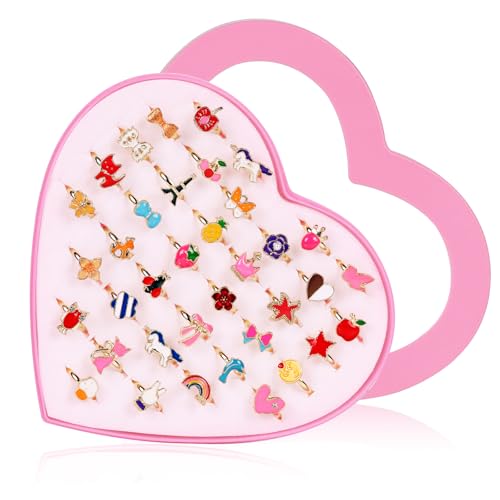 Diealles Shine Ringe für Kinder, 36 Stück Mädchen Ringe, Kinderringe für Mädchen Mitgebsel Kindergeburtstag Party Favors