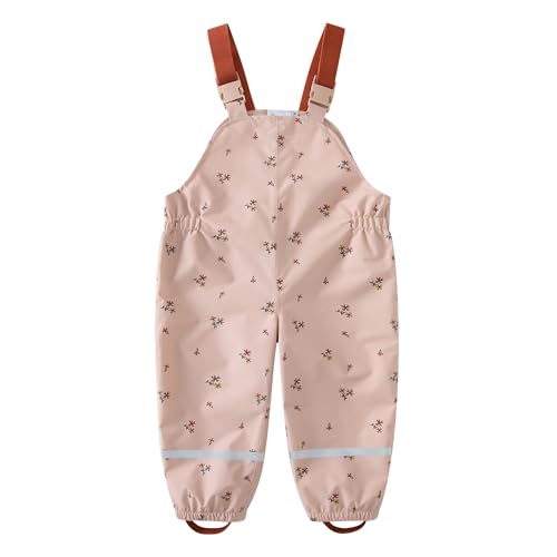 DAWILS Jungen Regenhose Mädchen Regenlatzhose Kinder Blumen Wind- und wasserdichte Matschhose Baby Hosenträgern Buddelhose Regenlatzhose 3 Jahre