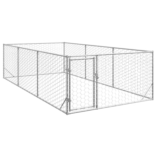 vidaXL Outdoor-Hundezwinger mit Tür 2x4x1 m Verzinkter Stahl, Outdoor-Haustierkäfig, großer Hundekäfig, Hundezwinger, Outdoor-Hundehütte