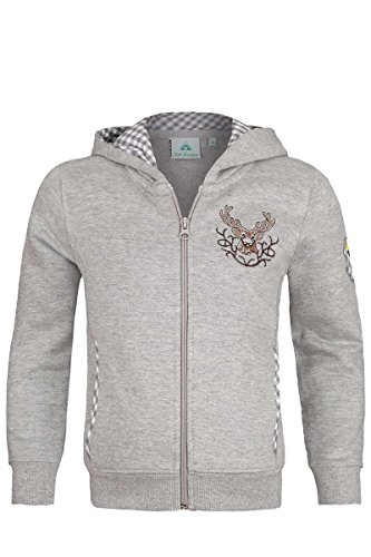 Isar-Trachten Unisex - Kinder Kinder Trachten Sweatjacke grau, Grau, 176