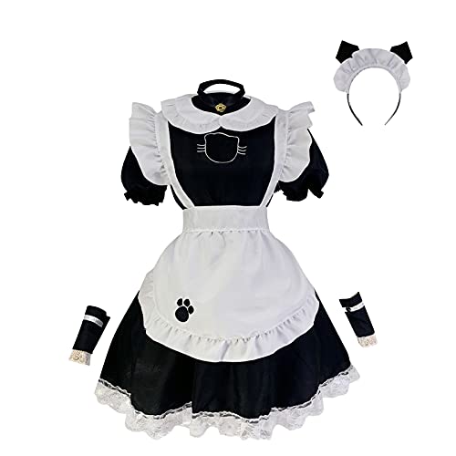 Frauen Maid Dress Cosplay Dress French Maid Dress Maid Kostüm für Frau Mädchen Frauen Anime French Maid Dress Niedliche Maid Cosplay Kleid für Halloween Maid Kostüm Outfit Set Schwarz Cosplay Kostüm