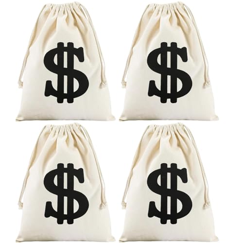 4 StüCk Geldsack, Geldsack MüNzbeutel, Ein Sack Voll Geld, GeldsäCkchen,Geldsack Geschenk, MüNzbeutel, Usd Logo Stoff Tasche,Accessoires, Kleidung, Fasching