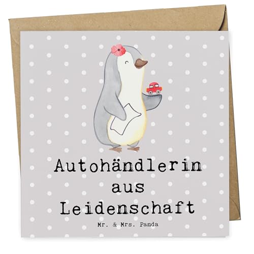 Mr. & Mrs. Panda Deluxe Karte Autohändlerin Leidenschaft - Geschenk, Autohandel, Dankeschön, Führerschein, Hochwertige Grußkarte, Jubiläum,