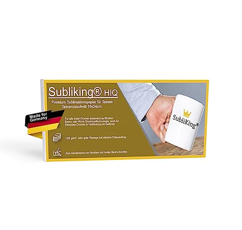Subliking® HiQ Premium Sublimationspapier 120g für Tassen & Becher, 100Bl. 10x24cm (Tassenzuschnitt), schnelltrocknend & wischfest
