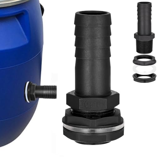 BAAQII Überlaufventil für Gartentonne, 25 mm, Wassertank-Auslassanschluss mit Mutter und Unterlegscheibe, passend für 2,5 cm BSP-Gewinde und Schlauch-Überlaufrohre, für Regentonnen, Spülkästen (1)