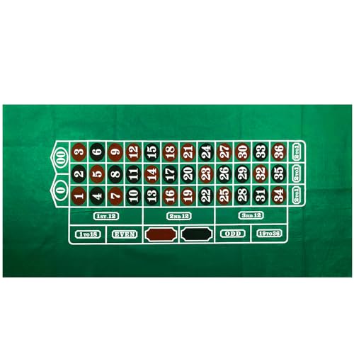 Yuanhe Roulette-Tischplatte, Filz-Layout, 91,4 x 182,9 cm, rechteckig, Las Vegas-Stil, grün, ideal für Pokerspielabend, Themenpartys, Spendenaktionen und Versammlungen
