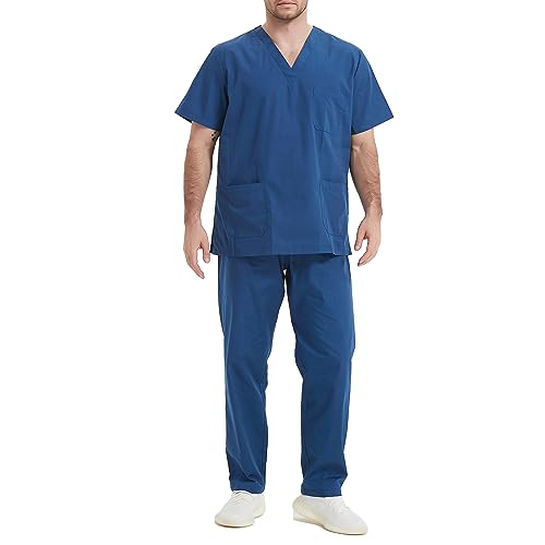 MISEMIYA - Unisex-Schrubb-Set - Medizinische Uniform mit Oberteil und Hose ref.6801-6802 - Small, Marineblau