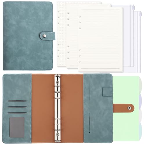 Ringbuch A5 Nachfüllbar, PU Leder Binder Notizbuch mit 135 Blättern Nachfüllpapier, Notizbuch Din A5 Ringbuch, Ringbuchmappe A5 Organizer Ringbuch, 6 Ringe, für Schulnotizen, Reisetagebücher, Planer