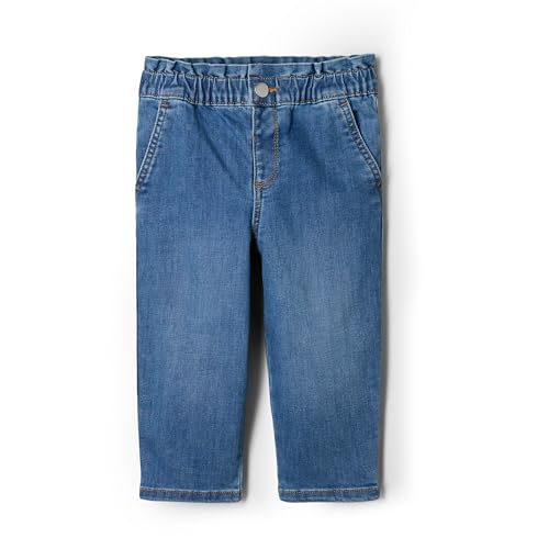 Amazon Essentials x Sofia Grainge Baby Mädchen Jeans mit Geradem Bein und Rüschen, Medium Indigo Wash, 24 Monate