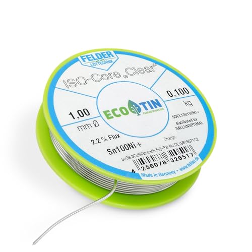 GALLUNOPTIMAL Lötzinn ISO-Core Lötdraht Clear Sn100Ni+ Sn99,3CuNiGe 1 mm auf 100 g Spule herrgestellt von Felder GmbH in Deutschland