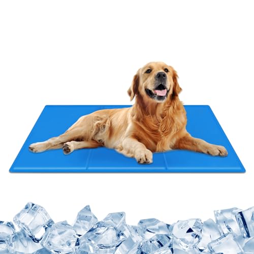 SUOXU Große Hunde-Kühlmatte, 90 x 60 cm, ungiftiges Gel, selbstkühlende Haustier-Kühlmatte, Gel-Kühlmatte für Hunde und Katzen im Innen- und Außenbereich und in Kisten im heißen Sommer (L)