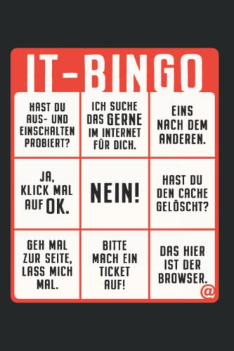 IT Bingo: Notizbuch für IT Support Service Desk IT Helpdesk Rechenzentrum (Liniert, 15 x 23 cm, 120 Linierte Seiten, 6" x 9") IT Supporter Spruch für Admin Informatiker & Nerd