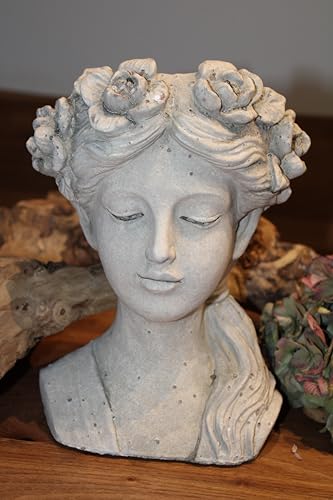 Exner Pflanzbüste StoneArt aus Zement, 18 x 15 x 25 cm, Büste zum Bepflanzen, Blumendame