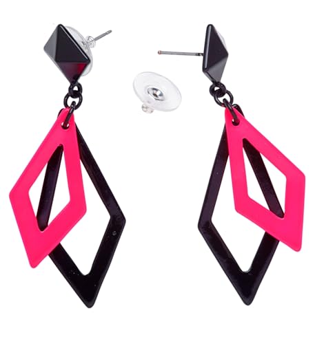 W WIDMANN MILANO Party Fashion - Rhombus Ohrringe, Ohrstecker, Modeschmuck, Disco, 80er, Kostüm, Karneval