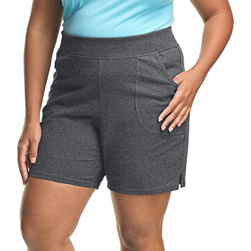 JUST MY SIZE Damen Plus Baumwoll Jersey Schlupfshorts, Charcoal Heather, 2X