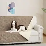 DUJUIKE Wasserdichter Sofabezug für Hunde, 100% wasserdichte Hundedecke, Sofaschutz, Bettdecke mit Antirutschpartikeln, Möbelschutz für Hunde, Katzen und Haustiere (Metallisches Braun, 132-208cm)