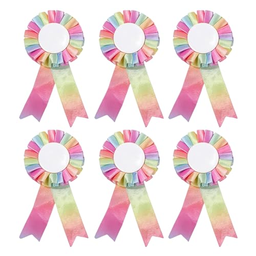 6 Stück Turnierschleifen,Turnierschleife Pferd,Turnierschleifen Pferde Set,Hobby Horse Rosettes For Winner,Geeignet für Reitsportveranstaltungen, Sportliche Aktivitäten, Talentshows im Klassenzimmer