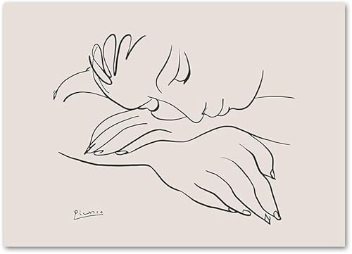 ZZYGGN GMGSW Pablo Picasso Poster Pablo Picasso Schlafende Frau Wandkunst Pablo Picasso Drucke Pablo Picasso Gemälde Leinwand für Wohnkultur Bild 50x75cm Kein Rahmen