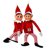 GLOW Wholesale Elfie (Junge) und Elvie (Mädchen) Set lustige und verspielte Elfen verhalten Sich schlecht Figur mit weichem Körper und Vinyl-Gesicht, 2er Set, rot