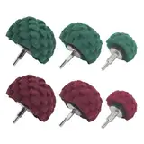6-teiliges grün und rotes Vlies-Schleifbohrer-Set,Schleifkopf zum Polieren bürsten geformter Scheuerschwamm mit 1/4-Zoll-Griff für Krümmer/Aluminium/Edelstahl/Chrom usw