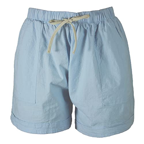 Generic Damen Shorts Aus Baumwolle Weich Mit Taschen Sport-Shorts Mit Kordelzug Bequeme Outdoor-Laufshorts Mit Elastischem Bund (M,Hellblau)