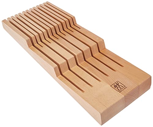 ZWILLING Messerhalter für Schubladen, Schubladen-Einsatz, Für 12 Messer, 41 x 15,5 x 4,8 cm, Holz, Braun