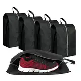 JAONLD Schuhtasche Reise 4 Stück Schuhbeutel Wasserdicht, Schuhtasche Sport zum Verpacken,Schuhbeutel Reise,Schuhtasche mit Reißverschluss für Trennung von Schuhen Kleidung Reisezubehör (Schwarz)