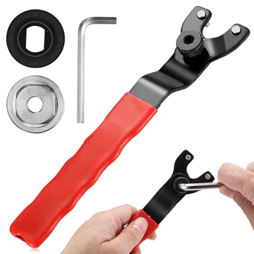BieMian Winkelschleifer Stiftschlüssel, 8-48mm Verstellbar Stirnlochschlüssel, Einstellbar Zapfenschlüsse, Universal Schraubenschlüssel für Winkelschleifer, mit Innensechskantschlüssel und 2 Flansch