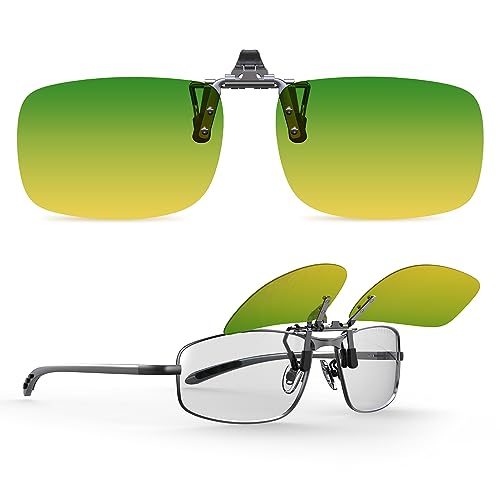 Goiteia Hochklappbare Tages- und Nachtfahr-Aufsatzbrille für lichtempfindliche Männer und Frauen, wirksam gegen Blendung von entgegenkommenden Scheinwerfern, Hochauflösende Sicht (60 * 40mm)