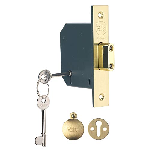 Yale 650552205025 Einsteckschloss mit 5 Hebeln, hohe Sicherheit, Messing-Finish, 3 Inch/76 mm