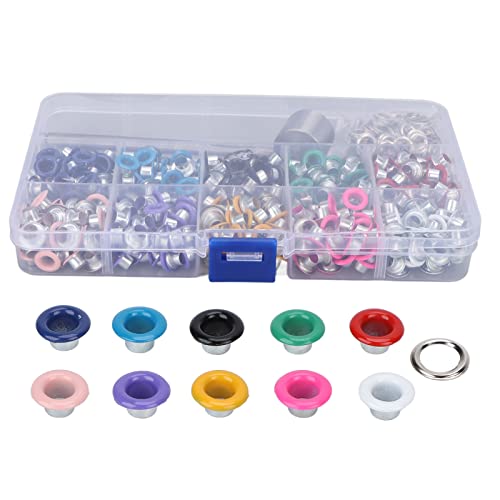 Nutriess 10-farbiges Ösen- und Ösen-Set, Metallösen-Set, mehrfarbige Ösen für Kleidung, robustes Installationswerkzeug, Eisen- und Kunststoffmaterial, für individuelle Schuhe, (6mm)