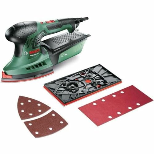 Bosch Home and Garden Multi Schleifmaschine PSM 200 AES (200 Watt, im Koffer) 06033B6000 Schwarz, Grün, Rot