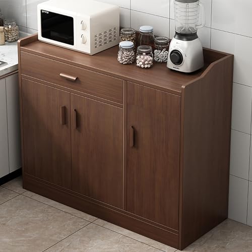 Esstisch mit Aufbewahrungsschrank, Küchenschrank mit 3 Schubladen und 3 Türen, Holz, Kaffeebar, Buffet, Tisch, Konsole, Schranktür für Küche, Esszimmer (Eichenfarbe) (Nussbaumfarben, 89,9 x 99,8 x