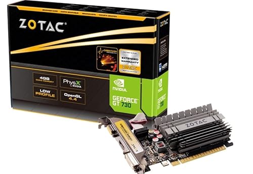 Zotac GeForce GT 730 Zone Grafikkarte (NVIDIA GT 730, 4GB DDR3, 64bit, Base-Takt 902 MHz, 1,6 GHz, DVI, HDMI, VGA, passiv gekühlt)