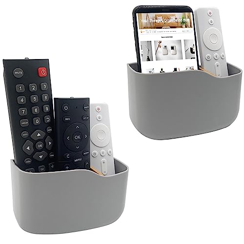 SUNFICON Universal-Media-Player-Controller, Selbstklebender Fernbedienungshalter, wandmontierte Fernbedienungs-Organizer-Box, Grau 2er-Pack