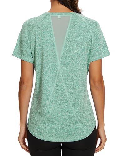 Gyabnw Sportshirt Damen Kurzarm Atmungsaktiv Funktionshirt Fitness Shirt Rundhals Sport TopLaufshirt Yoga