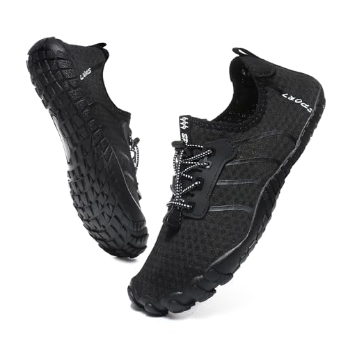 Badeschuhe Wasserschuhe Herren Damen Strandschuhe Barfußschuhe Sommer Schwimmschuhe Aquaschuhe Schnell Trocknen Surfschuhe 6906 Schwarz EU43