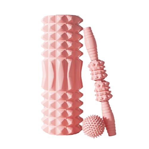 UUE Faszienrolle Set yoga rolle mit Massageroller Stab Faszienball 4 in 1 Foam Roller Set für Rücken Wirbelsäule Bein Dehnungen und Faszientraining Faszienrolle Wirbelsäule für Zuhause, Fitnessstudio