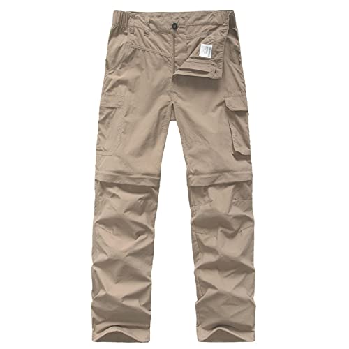 JOMLUN Kinder Softshellhose Wanderhose für Jungen Mädchen Outdoor Hose Trekkinghose Leichte Schnell Trocknende Hose LSF 50+ Gezippt Abnehmbares Hosenbein