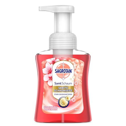 Sagrotan Samt-Schaum Seife Kirschblüte & Rose – 1 x 250 ml Schaumseife im Seifenspender