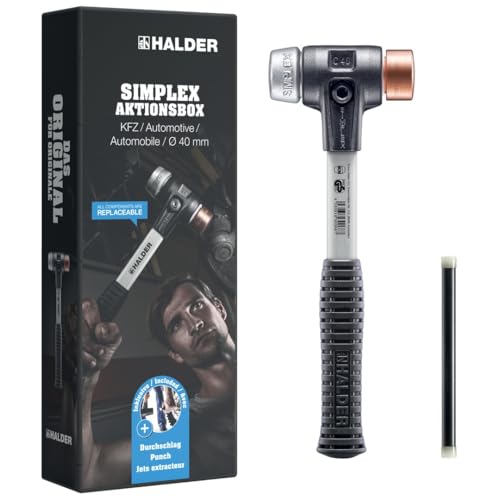 HALDER - Aktionsbox KFZ, SIMPLEX-Schonhammer D40, Kupfer/Weichmetall plus Durchschlag | 3749s001