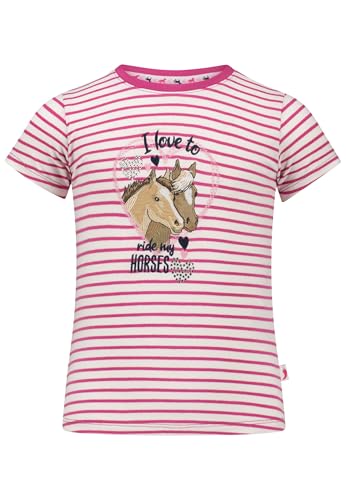 SALT AND PEPPER BY KIDS PARK Mädchen Pferde Stickmotiv und Pailletten T-Shirt, Camelia pink, 116 cm-122 cm