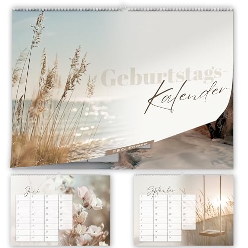 Geburtstagskalender undatiert Geburtstagsplaner Wandkalender A5 immerwährend Jahresunabhängig Kalender Geburtstagsübersicht zum Aufhängen Beige Boho Design Natur